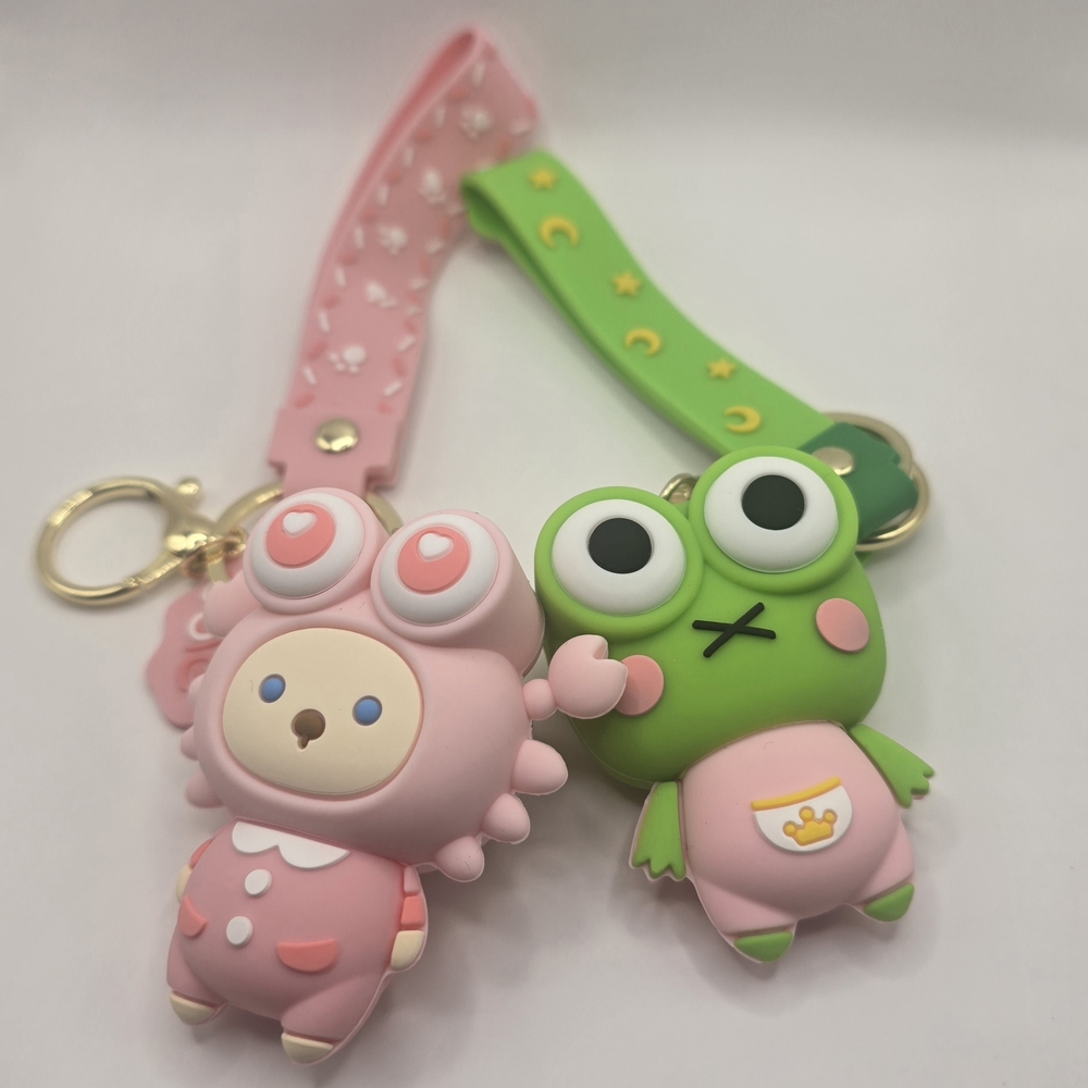 Cute Pink and Green Cartoon Keychains